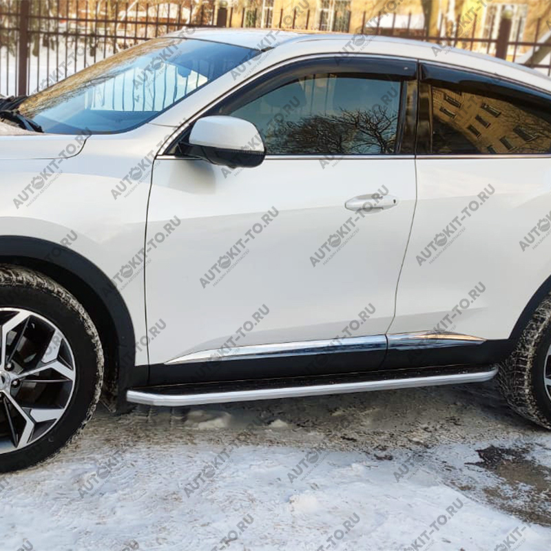 Пороги нержавеющие с анодированой дюралевой площадкой для Haval F7 / F7x 2019-2022